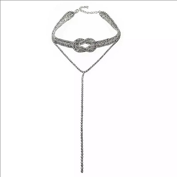 Silver Twisted Zircon Crystal Choker - Picture 5 of 5